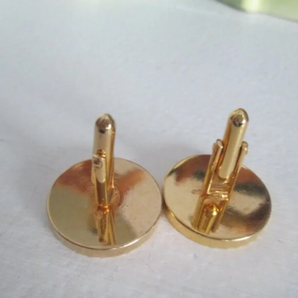 Vintage Cufflinks Round Bison Buffalo Indian‎ Head Diamond Cut Cufflinks